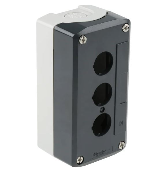 Boîtier de station de commande Schneider Electric Gris Harmony XALD, en Polycarbonate, 3 découpes, Ø 22 mm