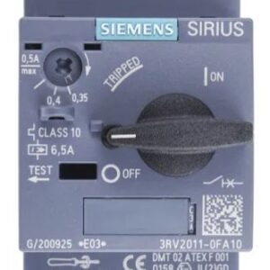 Disjoncteur de protection moteur 3RV2 Siemens, 690V 0.35A, 0.5 A 60 °C -20 °C