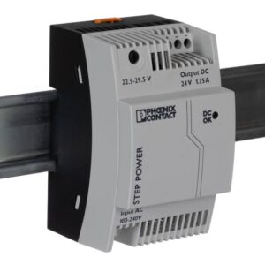 Marque	Phoenix Contact  Type de produit	Alimentation pour rail DIN  Série	STEP POWER  Tension de sortie maximale	5V c.c.  Sous type	Mode de commutation  Phase électrique	1  Type de tension d'entrée	a.c.  Puissance	15W  Courant de sortie	3A  Indice IP	IP20  Type de tension de sortie	CC  Température minimum de fonctionnement	-10°C  Température d'utilisation maximum	70°C  Largeur	18mm  Certification ATEX	Non  Normes/homologations	CE  Profondeur	61mm  Hauteur	90mm  Tension d'entrée maximum	240V c.a.  Tension d'entrée minimum	100V c.a.  Rendement	82.5%