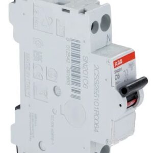 Disjoncteur miniature MCB SN200 SN201, 6A ABB 2 pôles Type C 230V c.a., pouvoir de coupure 6 kA