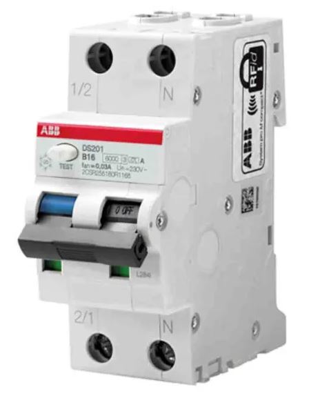 Disjoncteur différentiel magnéto-thermique ABB 2 pôles 25A, sensibilité 100 mA Type C System Pro M Compact