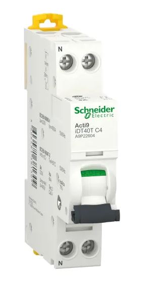 Disjoncteur miniature Acti9 Acti9 iDT40T, 4A Schneider Electric 1 pôles Type C, pouvoir de coupure 4.5 kA