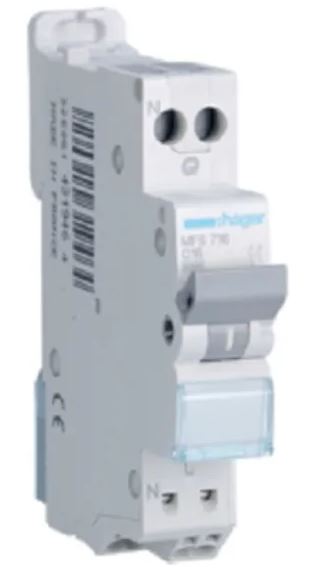 Coupe circuit électronique Hager, 16A, 1 canaux 253V 3 kA, MFS Type C Rail DIN