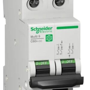 Disjoncteur miniature Multi9 Acti9 C60HDC, 4A Schneider Electric 2 pôles Type C 500 V c.c., pouvoir de coupure 20 kA