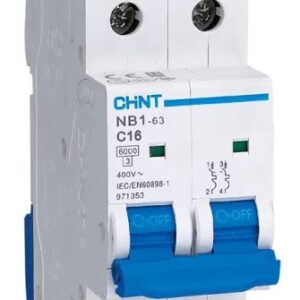 Disjoncteur miniature NB1 NB1, 10A CHINT 2 pôles Type D 415V c.a., pouvoir de coupure 10000 A