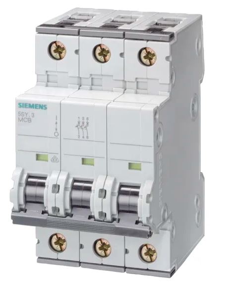Disjoncteur miniature SENTRON 5SY6, 6A Siemens 3 pôles Type C 400V c.a., pouvoir de coupure 6 kA