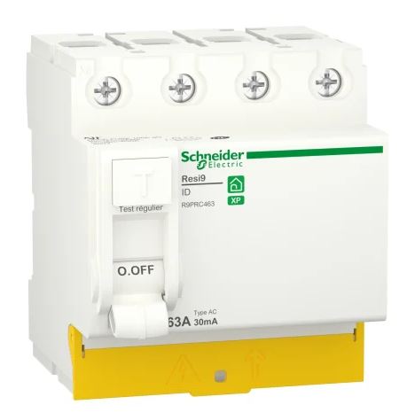Interrupteur Différentiel Schneider Electric, 4 pôles, Type c.a., 63A a.c., 30 mA Resi9 Resi9 CE, NF, EN/IEC 61008