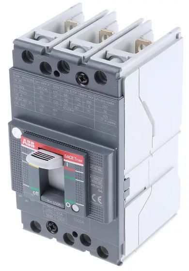 Disjoncteur à boîtier moulé Tmax XT XT1N ABB 3 pôles, 100A, pouvoir de coupure 36 kA Rail DIN