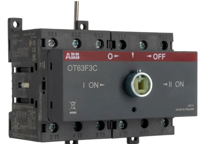 Commutateur inverseur ABB OT, 3, pôles, Embase, IP20, 0A