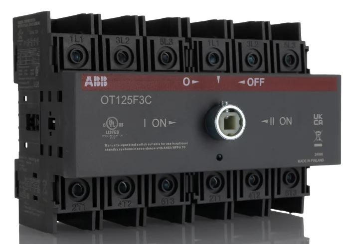 Commutateur inverseur ABB OT, 3, pôles, Embase, IP20, 0A