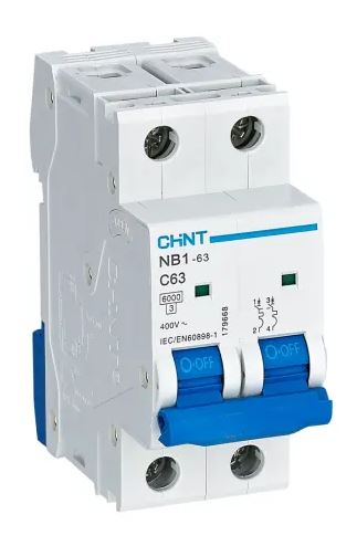 Disjoncteur miniature NB1, 63A CHINT 2 pôles Type C 480V c.a. 480 V c.c., pouvoir de coupure 10 kA