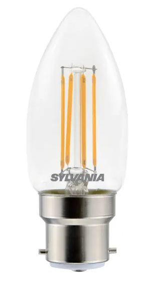 Ampoule LED Sylvania, 4.5 W, 380 lm Dimmable B22 (40 W), format Flamme, Blanc, 2700k ToLEDo Retro Candle