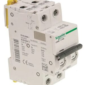 Disjoncteur miniature Acti9 IC60N, 16A Schneider Electric 2 pôles Type C 100V, 12 V, 130 V, 220 V, 240 V, 380 V, 400 V,