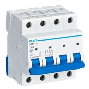 Disjoncteur miniature NB1, 63A CHINT 4 pôles Type C 480V c.a. 480 V c.c., pouvoir de coupure 10 kA