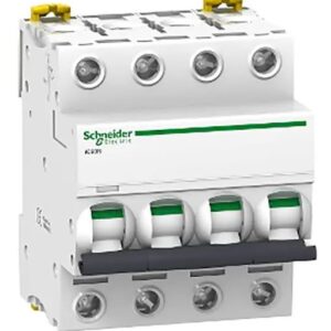 Disjoncteur miniature Acti9 Acti9 iC60, 63A Schneider Electric 4 pôles Type D 100V, 12 V, 130 V, 220 V, 240 V, 380 V,