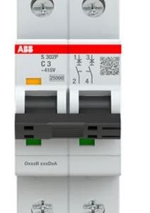 Disjoncteur miniature S300 S300, 3A ABB 2 pôles Type C 415V c.a. 125 V, pouvoir de coupure 100 kA