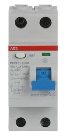Disjoncteur ABB, 2 pôles, Retardé, 40A F, 30 mA F200 F202 RoHS