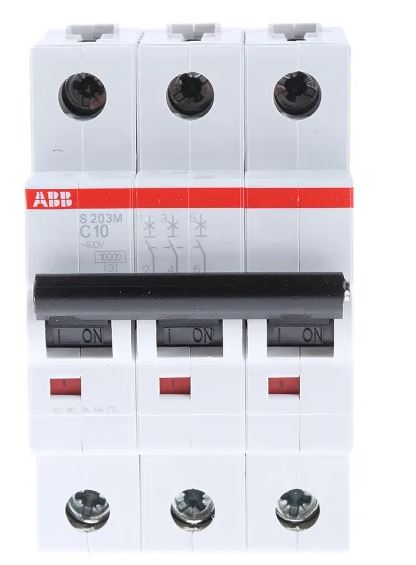 Disjoncteur miniature System Pro M Compact S200M, 10A ABB 3 pôles Type C 440V c.a. 12 V c.c., pouvoir de coupure 10 kA