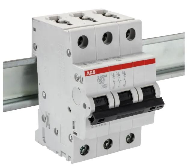 Disjoncteur miniature System Pro M Compact S200M, 63A ABB 3 pôles Type D 400V c.a. 12 V c.c., pouvoir de coupure 15 kA