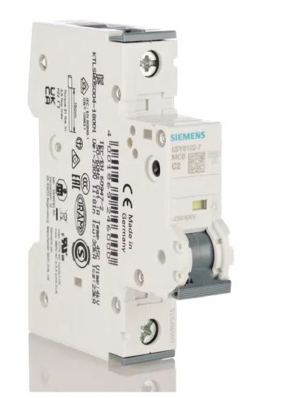 Disjoncteur miniature SENTRON 5SY6, 2A Siemens 1 pôles Type C 400V c.a. 60 V c.c., pouvoir de coupure 6 kA