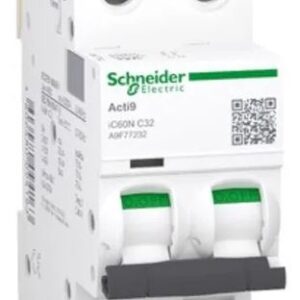 Disjoncteur miniature Acti9 IC60N, 32A Schneider Electric 2 pôles Type C 100V, 12 V, 130 V, 220 V, 240 V, 380 V, 400 V,