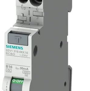 Disjoncteur différentiel magnéto-thermique Siemens 2 pôles 4A, sensibilité 300 mA Type C SENTRON