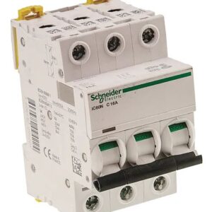 Disjoncteur miniature Acti9 IC60N, 16A Schneider Electric 3 pôles Type C 100V, 12 V, 130 V, 220 V, 240 V, 380 V, 400 V,