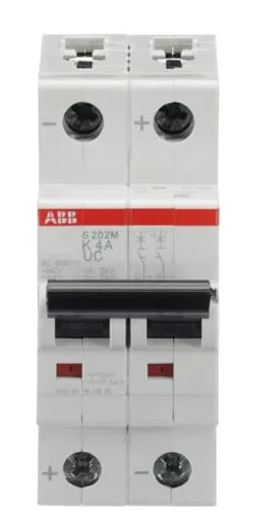 Disjoncteur S200M S202M, 4A ABB 2 pôles Type K 440V c.a. 440 V c.c., pouvoir de coupure 10 kA