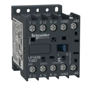 Contacteur série TeSys K 3P Schneider Electric, 3 pôles, 4 KW, 3 NO, 9 A 24V c.c. Contrôle moteur, Charge résistive, 24V