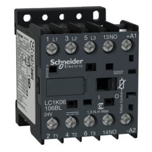 Contacteur série TeSys K 3P Schneider Electric, 3 pôles, 3 KW, 3 NO, 6 A 24V c.c. c.a., Contrôle moteur, 24V c.c.