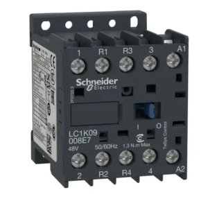 Contacteur série TeSyS K 4P Schneider Electric, 4 pôles, 4 KW, 2 N/O, 2 N/F, 9 A 48V c.a. Contrôle moteur, 48V c.a.