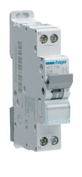 Disjoncteur miniature NFT, 20A Hager 1 pôles 240V c.a., pouvoir de coupure 10 kA