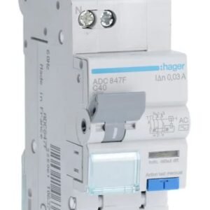 Interrupteur Différentiel Hager, 1 pôles, Courbe C, 40A a.c., 30 mA ADC IEC 60898-1