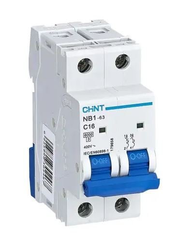 Disjoncteur miniature NB1, 16A CHINT 2 pôles Type C 480V c.a. 480 V c.c., pouvoir de coupure 10 kA
