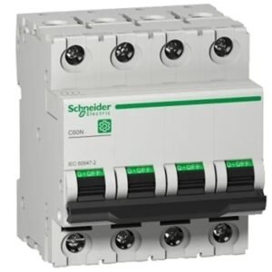 Disjoncteur Multi9 C60N, 63A Schneider Electric 4 pôles Courbe C 415V c.a. 250 V c.c., pouvoir de coupure 10 kA