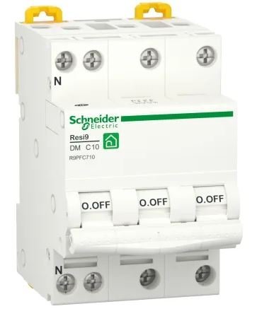 Disjoncteur miniature Resi9 Resi9, 10A Schneider Electric 3 pôles Courbe C 400V c.a., pouvoir de coupure 3000 A
