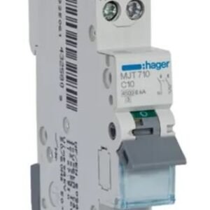 Disjoncteur miniature MJT, 10A Hager 2 pôles Type C 400V c.a. 253 V c.c., pouvoir de coupure 6 kA