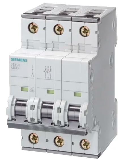 Disjoncteur miniature SENTRON 5SY4, 10A Siemens 3 pôles Type D 400V c.a. 60 V c.c., pouvoir de coupure 10 kA