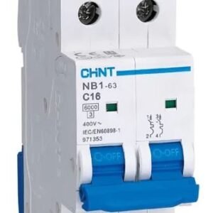 Disjoncteur miniature NB1 NB1, 10A CHINT 2 pôles Type D 415V c.a., pouvoir de coupure 10000 A