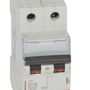 Disjoncteur, 16A Legrand 2 pôles Type D 400V c.a. 400 V c.c., pouvoir de coupure 10 kA
