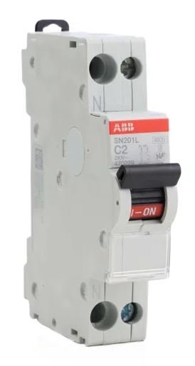 Disjoncteur miniature SN201L SN201, 2A ABB 1 pôles Type C 230V c.a., pouvoir de coupure 4.5 kA