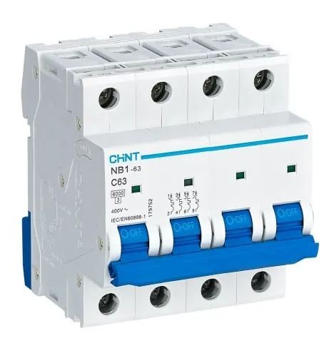 Disjoncteur miniature NB1, 63A CHINT 4 pôles Type C 480V c.a. 480 V c.c., pouvoir de coupure 10 kA