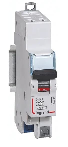 Disjoncteur miniature DX DNX3, 20A Legrand 1 pôles Type C 250V c.a. 12 V c.c., pouvoir de coupure 50 kA