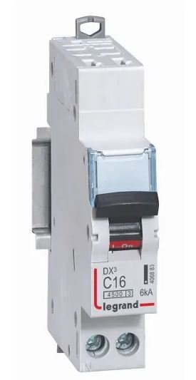 Disjoncteur miniature DX DX3, 16A Legrand 1 pôles Type C 250V c.a. 12 V c.c., pouvoir de coupure 6 kA