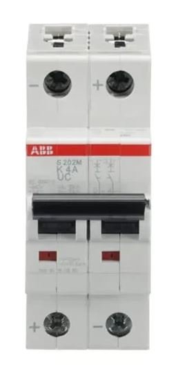 Disjoncteur S200M S202M, 4A ABB 2 pôles Type K 440V c.a. 440 V c.c., pouvoir de coupure 10 kA