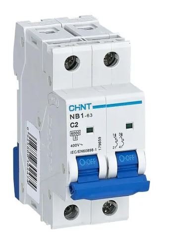 Disjoncteur miniature NB1, 2A CHINT 2 pôles Type C 480V c.a. 480 V c.c., pouvoir de coupure 10 kA