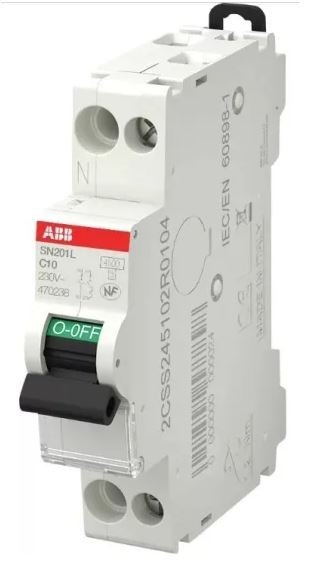 Disjoncteur miniature SN201 SN201, 10A ABB 1 pôles Type C 230V c.a., pouvoir de coupure 4.5 kA